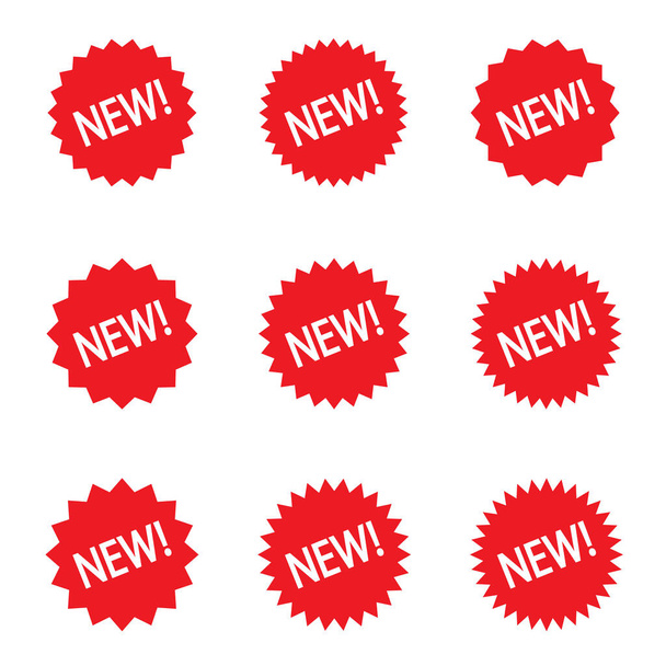 New red button, stamp set. New sale icon. New red labels. - Vector, Image