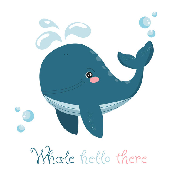 Sea life lettering quote decorated with cute cartoon doodles. Sea poster, print, card, kids apparel decor, sticker. - Διάνυσμα, εικόνα