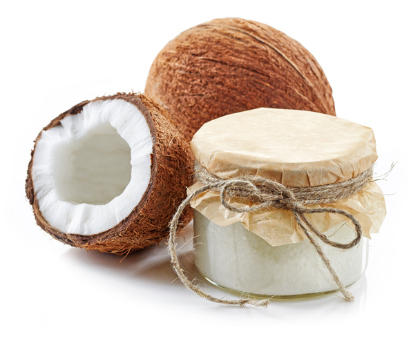 Kokosolie en verse kokosnoten - Foto, afbeelding