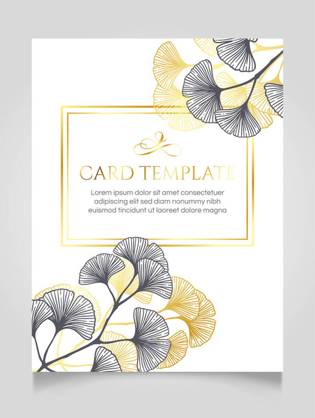 Floral wedding invitation golden elegant card template - Vektör, Görsel