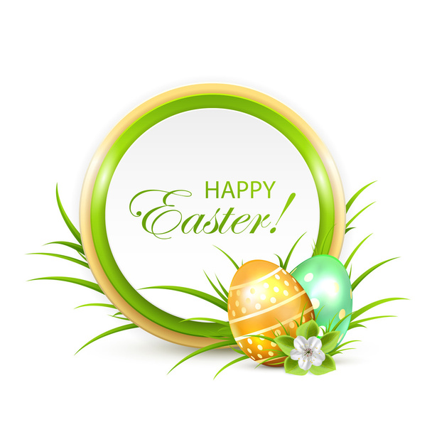 Easter banner with eggs and flower - Vector, Imagen