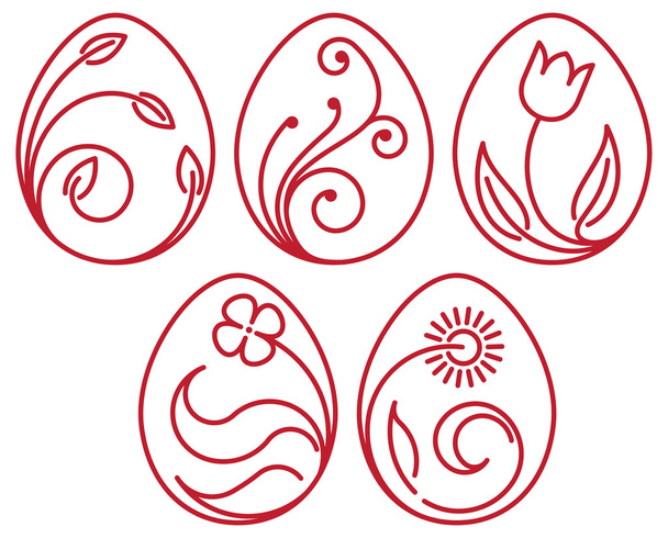 Set of 5 decorative Easter eggs. - Vector, Image
