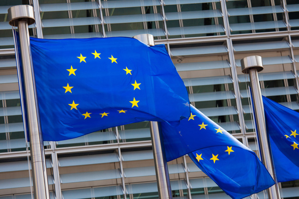flagi europejskie w Brukseli - Zdjęcie, obraz