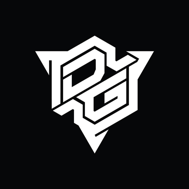 DG Letter Logo Monogramm Sechseck Form mit Dreieck Umriss Gaming-Stil Design-Vorlage - Foto, Bild