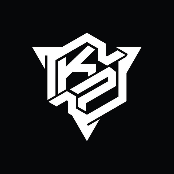 KP Letter Logo monogram hatszög alakú háromszög körvonalas játék stílusú design sablon - Fotó, kép