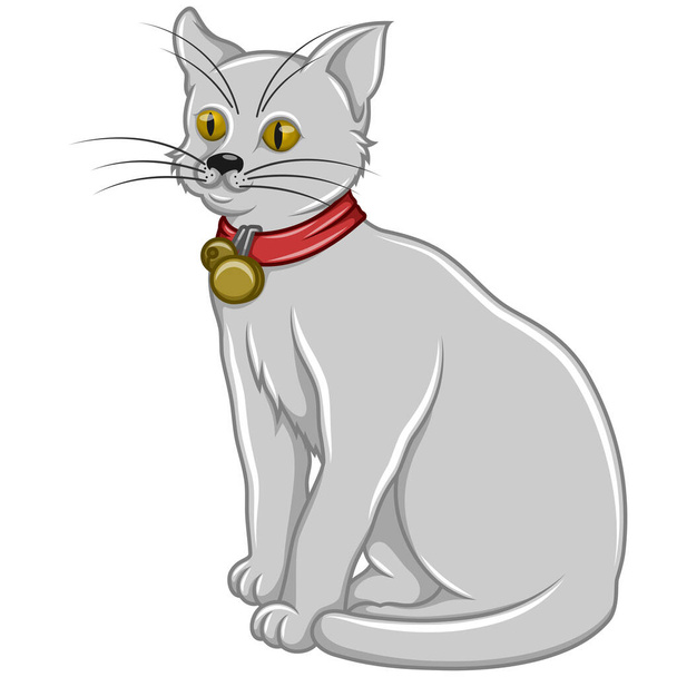 Vector ontwerp van kat met kraag, cartoon stijl kat - Vector, afbeelding