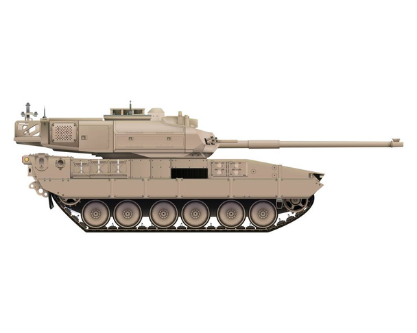 Main battle tank in realistic style. Armored fighting vehicle. Special combat military transport. Detailed colorful illustration isolated on white background. - Photo, Image