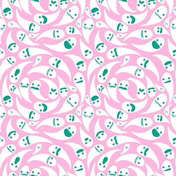 Halloween ghost seamless pattern for wrapping paper and linens and fabrics and kids clothes print and festive accessories and packaging. High quality illustration - Zdjęcie, obraz