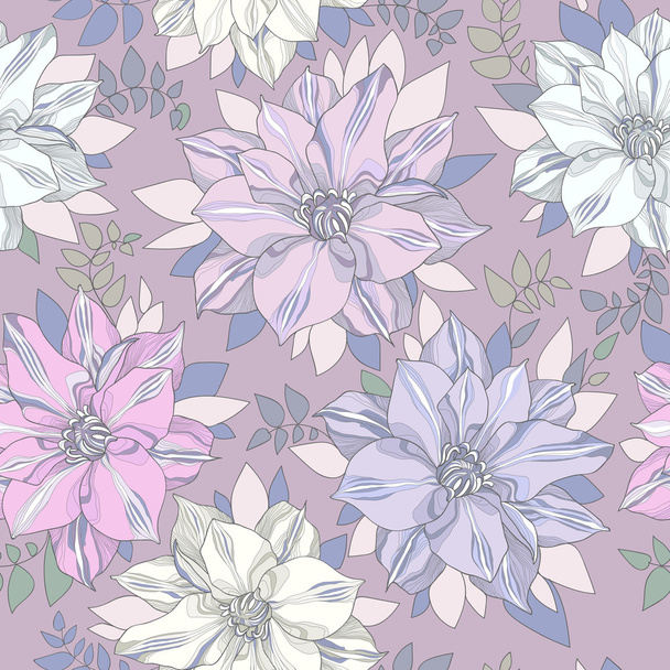 Seamless pattern of botanical flowers and petals. - Vector, Image