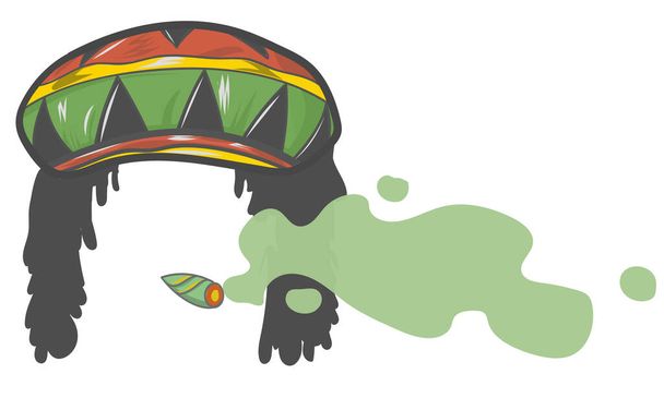 Jamaicaanse rasta hoed met dreadlocks. Reggae stijl avatar. - Vector, afbeelding