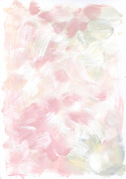 Artistic pink, white, green and beige background with dry brush acrylic paints - Foto, Imagem