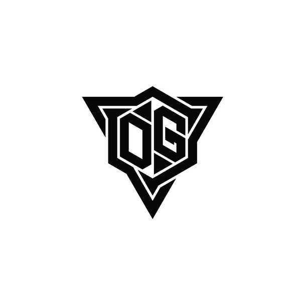 DG Letter Logo Monogramm Sechseck Form mit Dreieck Umriss scharfe Scheibe Stil Design-Vorlage - Foto, Bild
