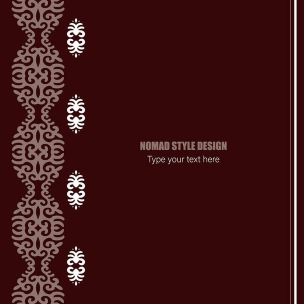 Template for your design. Ornamental elements and motifs of Kazakh, Kyrgyz, Uzbek, national Asian decor for packaging, boxes, banner and print design. Nomad style. Vector. - Vector, imagen