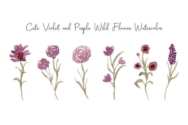 Elegant Wild Flower Watercolor Collection - Vector, Image