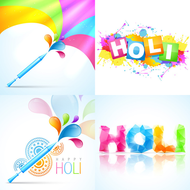 colorful set of holi background - Вектор,изображение