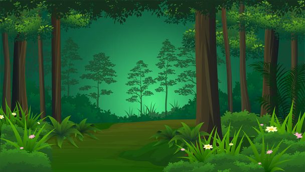 Lush Dense Green тропический лес природный пейзаж - Вектор,изображение