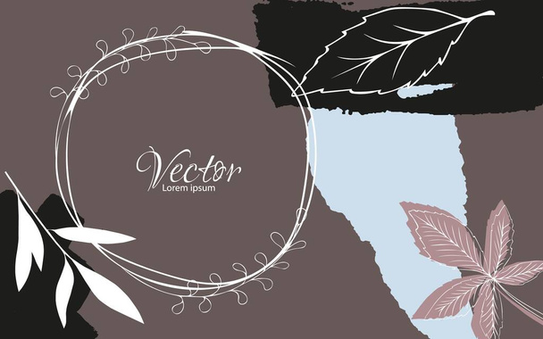 Абстрактный фон. Роскошные обои минимального стиля с цветами линии и ботанические листья, Органические всплески - Вектор,изображение