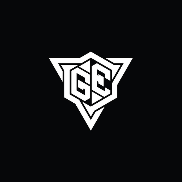 GE Letter Logo monogrammi kuusikulmio muoto kolmio ääriviivat terävä siivu tyyli suunnittelu malli - Valokuva, kuva