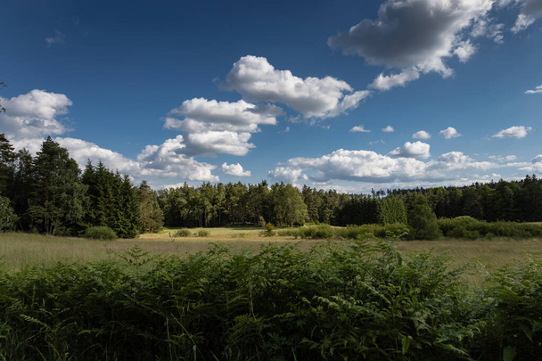 Czeski park Kanady - południowe Czechy - chmury nad polem - letni krajobraz - Zdjęcie, obraz