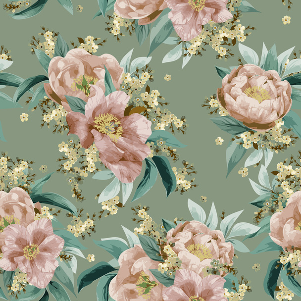 floral pattern with pink peonies - Фото, изображение