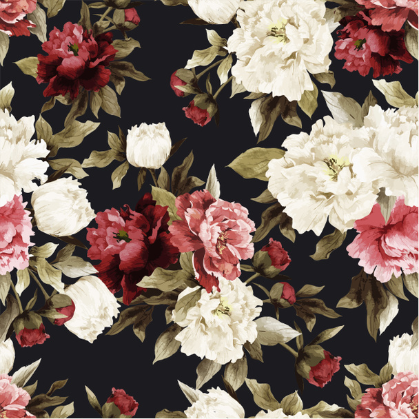 Patrón floral con peonía
 - Vector, Imagen