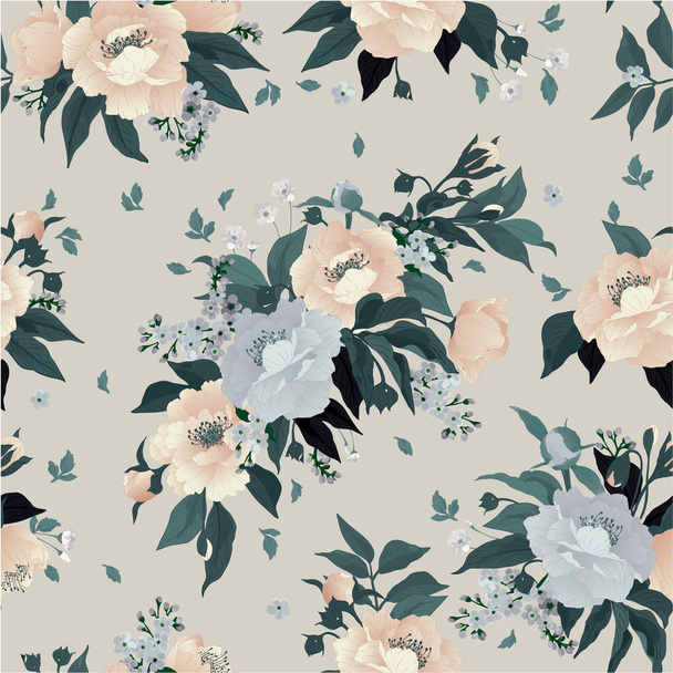 Floral pattern with peony - Вектор,изображение