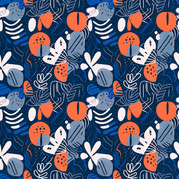 Seamless trendy repeat background .Fun modern coastal pattern clash fabric print for summer beach textile designs with a linen cotton effect.  - Φωτογραφία, εικόνα