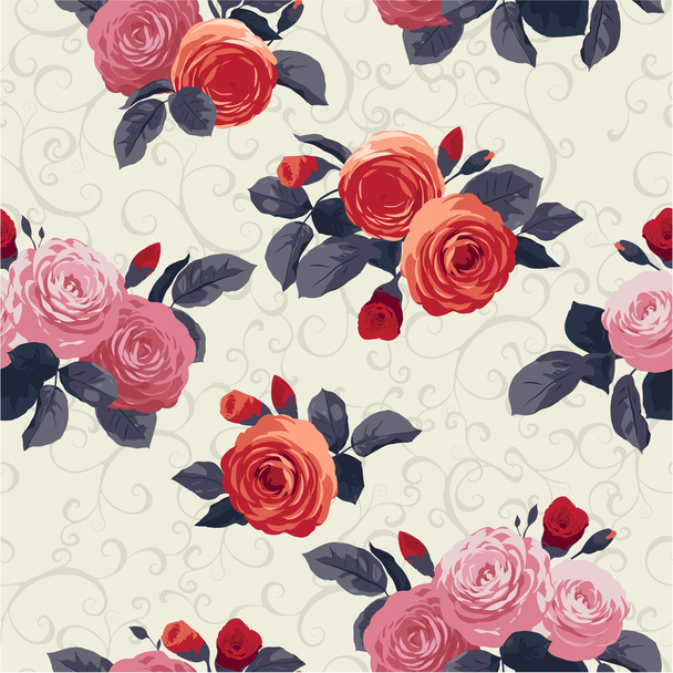 Patrón floral con rosas
 - Vector, Imagen
