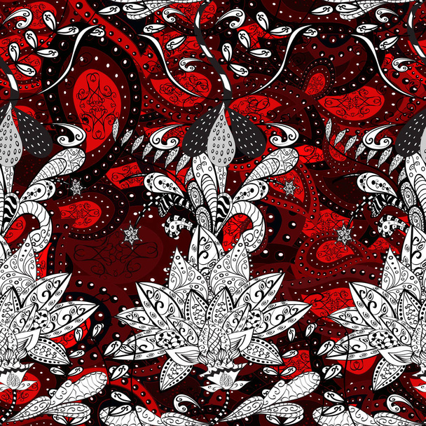 Millefleurs. Pretty vintage feedsack pattern in small white, black and red, flowers. Floral sweet seamless background for textile, fabric, covers, wallpapers, print, wrap, scrapbooking, decoupage. - Vector, Image