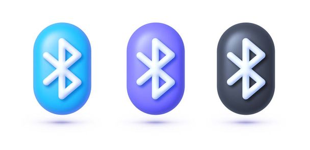 3d set with bluetooth set on white background. Internet computer icon set. Vector graphic illustration. - Vector, Image