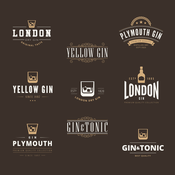 Gin Tonic Retro Vintage Labels Hipster Logo suunnittelu vektori typogr
 - Vektori, kuva