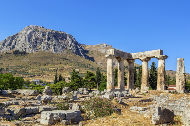 Antik corinth, Yunanistan ın Apollon Tapınağı - Fotoğraf, Görsel