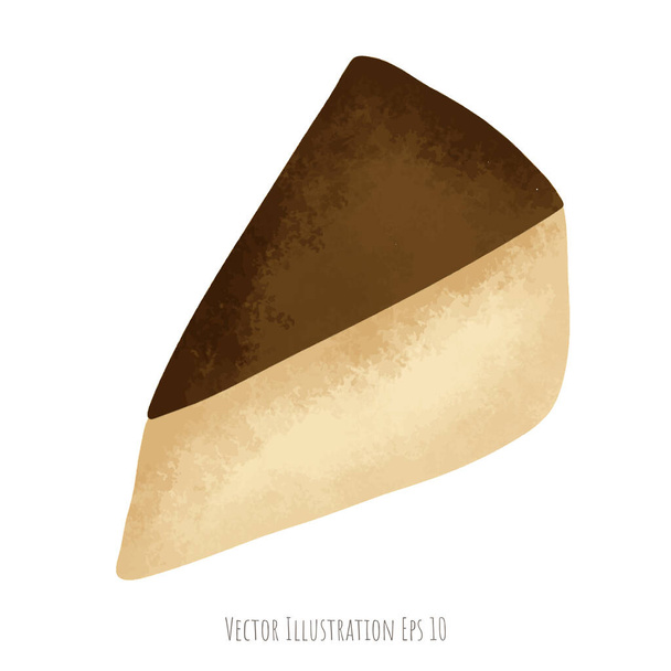 Pastel de queso quemado dibujado a mano, aislado sobre fondo blanco, ilustración vectorial EPS 10 - Vector, imagen