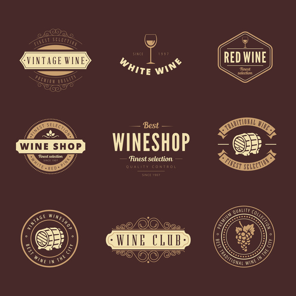 Wine Hipster Logo design vector typography lettering templates.  - Vector, Image