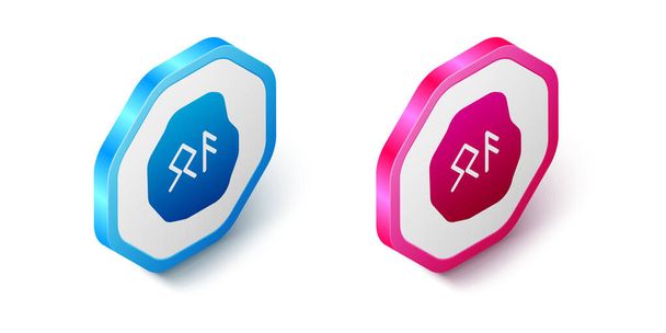Isometric Magic runes icon isolated on white background. Hexagon button. Vector. - Vector, Image