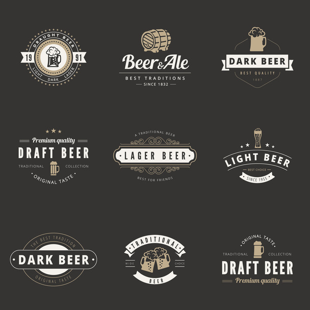 流行に敏感なロゴ デザイン ベクトル タイポグラフィ レタリング テンプレートビール  - ベクター画像