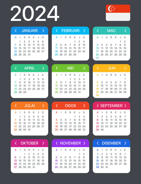 2024 Calendar - vector template graphic illustration - Singaporean version - Vector, Image