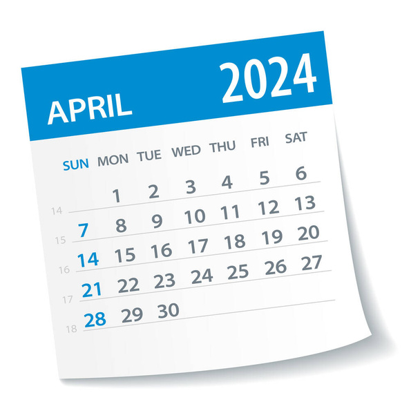 April 2024 Calendar Leaf - Vector Illustration - Vektor, Bild