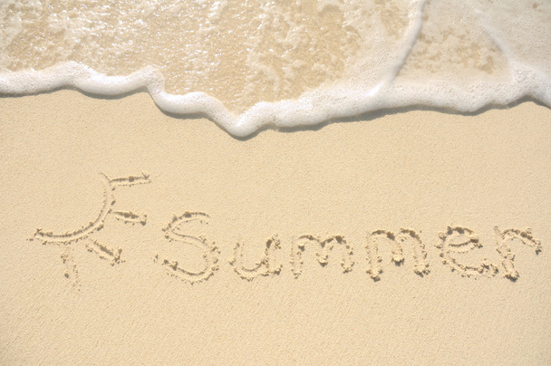Summer Written in Sand on Beach - Fotó, kép