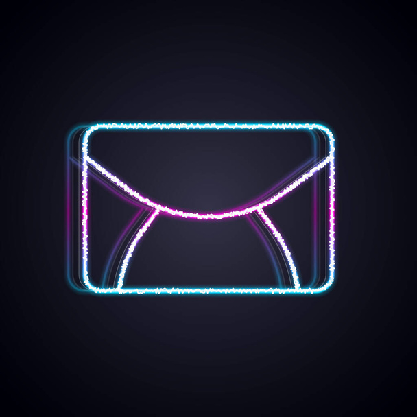 Świecąca neon linia Poczta i e-mail ikona izolowana na czarnym tle. E-mail z symbolem koperty. Znak wiadomości e-mail. Wektor. - Wektor, obraz