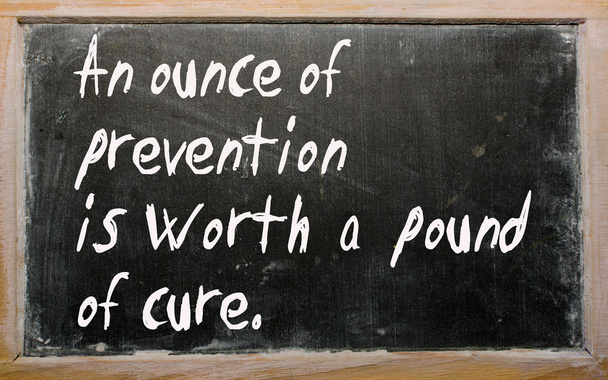 "Μια ουγγιά της πρόληψης αξίζει ένα κιλό θεραπεία "γραμμένο σε ένα β - Φωτογραφία, εικόνα