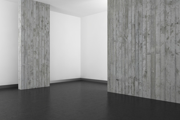 cuarto de baño moderno vacío con pared de hormigón y suelo oscuro
  - Foto, Imagen