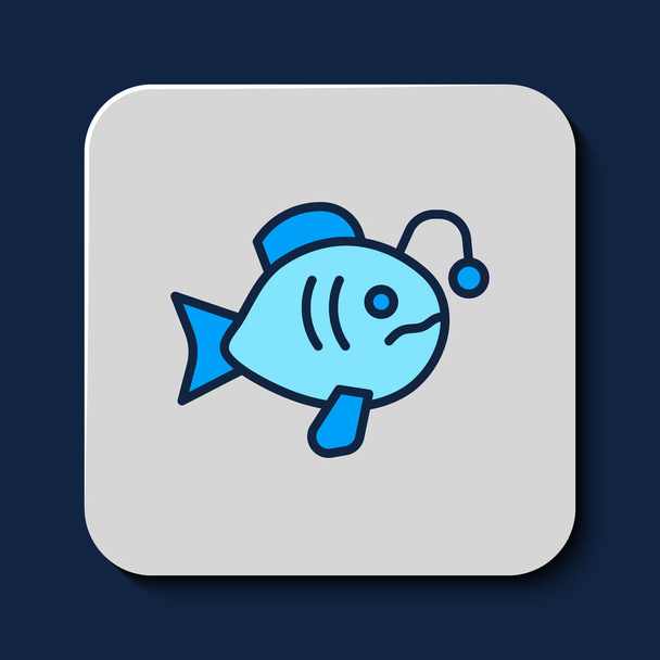 Filled outline Tropical fish icon isolated on blue background. Exotic fish.  Vector - Vektor, obrázek