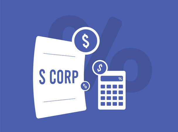 S Corp konsepti - özel şirketler için vergisiz iş yapısı. Kârlar hissedarlara geçer, kişisel gelirlerden vergi alınır. Sınırlı mülkiyet, ABD vatandaşlığı zorunluluğu. - Vektör, Görsel