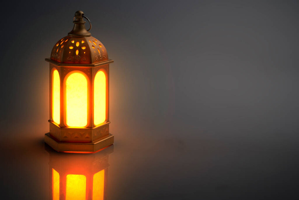 Arabic lamp with bright light with dark background - Фото, зображення