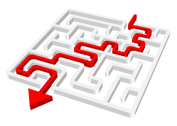 Labyrint bludiště 3d červené vektor na bílém pozadí - Vektor, obrázek