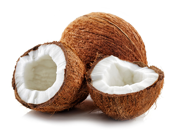 白い背景にココナッツ - 写真・画像