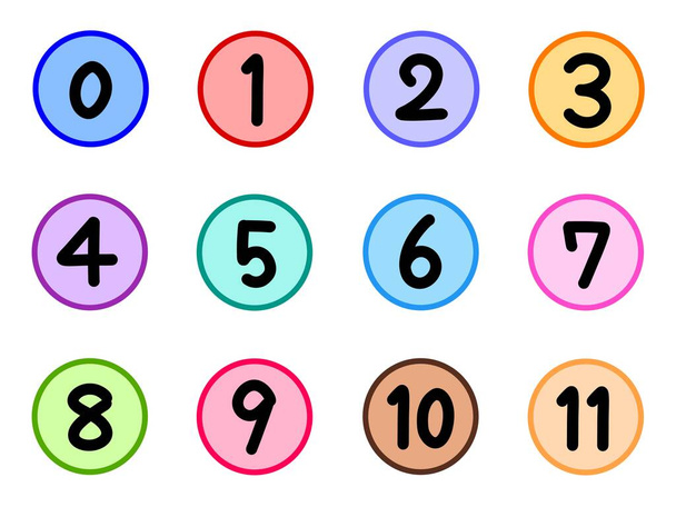 Een set getallen op kleurrijke cirkels - Foto, afbeelding