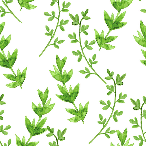 Watercolor seamless pattern with green herbs - Vector, afbeelding