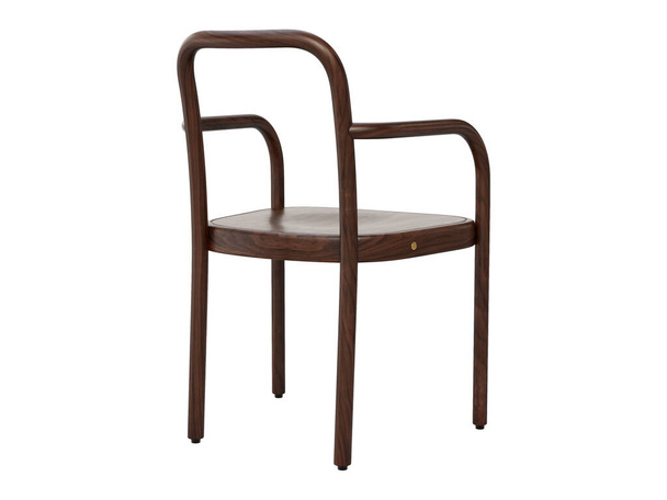 Moderni höyrytaivutettu puinen tuoli. Puinen MASSIIVIPYÖKKI tuoli selkänoja ja käsinojat valkoisella pohjalla. Vuosisadan puolivälissä, Moderni, Skandinavian, Loft sisustus. 3d renderointi - Valokuva, kuva